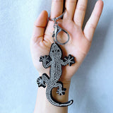 Animal series keychains: korean velvet hotfix rhinestone cat, dog, leopard, snake, lizard - multiple styles for bag accessories