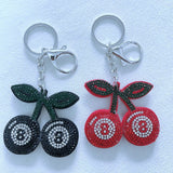 Korean velvet cherry number 8 keychain - lucky number theme, sweet style bag charm, backpack accessory