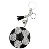 Diamond-studded football keychain - european & american style tassel metal charm - bag accessory - cross-border hot seller
