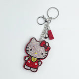 Hotfix rhinestone hk keychain cartoon charm cute tassel bag accessory women's fashion gift