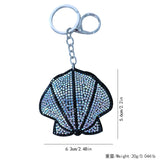 Seashell keychain - korean velvet hotfix rhinestone accessory - ocean-themed backpack charm, luggage anti-loss decoration