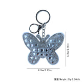 Butterfly keychain, korean velvet hotfix rhinestone bag charm, ultra-light leather full rhinestone accessory, sweater chain jewelry
