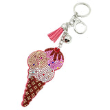 Diamond-studded ice cream keychain - european & american style tassel metal charm - bag accessory - cross-border hot seller