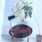 Korean velvet rhinestone football keychain - sports-themed bag charm, car keyring accessory, men's gift
