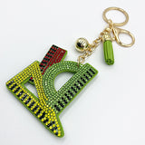 New arrival diamond-encrusted stationery ruler keychain fashion bag pendant accessories tassel metal pendant cross-border hot sale