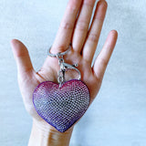 Diy jewelry accessories gradient heart hotfix rhinestone keychain fashion shiny keyring bag charm wholesale