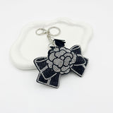 Korean velvet keychain small fragrant style diamond-encrusted rose keychain pendant women's bag car keychain pendant