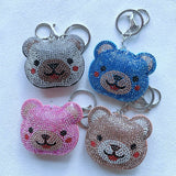 Korean velvet cute bear head keychain - adorable bear-themed bag charm - plush bear backpack accessory - luggage & bag decoration