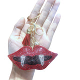 Cross-border hot-selling korean velvet diamond-encrusted keychain halloween red lip ghost bat stylish bag accessories holiday gifts