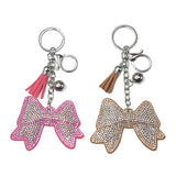 New arrival diamond-encrusted bows keychain fashion tassel metal bag pendant cross-border hot-selling model