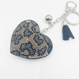 Cross-border creative heart leopard print rhinestone keychain pendant fashion mobile phone case pendant bag pendant factory direct sale