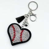 Hot diamond baseball heart keychain small fragrant tassel pendant diamond leather car bag accessories cross-border hot sale