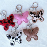 Cross-border autumn and winter leopard print butterfly women's bag pendant fashion korean velvet hot diamond butterfly two-color diamond keychain