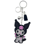 New arrival diamond-encrusted kuromi keychain cartoon bag pendant tassel metal creative accessories cross-border hot sale