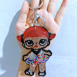 Cool girl hotfix rhinestone keychain - korean velvet diamond embellished avatar charm - trendy & unique bestie bag accessory