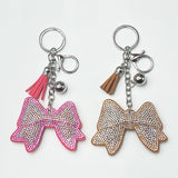 New arrival diamond-encrusted bows keychain fashion tassel metal bag pendant cross-border hot-selling model