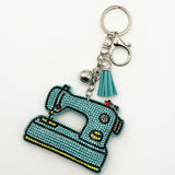 Diamond-studded sewing machine keychain - european & american style tassel metal charm - bag accessory - cross-border hot seller