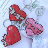 Cross-border hot style cut out heart keychain korean velvet hot diamond bag decoration simple trendy style key chain
