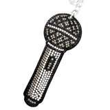 Diamond-studded microphone keychain - european & american style tassel metal charm - bag accessory - cross-border hot seller