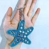 Diamond-studded velvet starfish bag charm car key anti-loss accessory korean velvet keychain wholesale cross-border hot seller