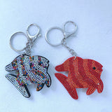 Gilt fish keychain korean velvet hot diamond bag hanging colorful scale fish mobile phone backpack satchel bag pendant