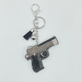 Diamond-studded gun keychain with fashionable tassel metal pendant - creative bag accessory, cross-border hot seller