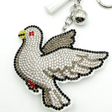 Diamond-studded peace dove keychain - european & american style tassel metal charm - bag accessory - cross-border hot seller