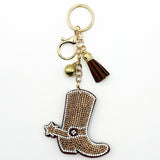 New arrival diamond-encrusted western cowboy boots keychain fashion tassel metal pendant cross-border hot-selling creative accessories