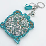 Diamond-studded alarm clock keychain - european & american style tassel metal charm - bag accessory - cross-border hot seller