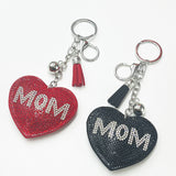 Diamond-studded heart keychain - mother's day gift with tassel, metal charm, fashion bag accessory - cross-border hot seller