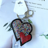 Cross-border hot-selling korean velvet diamond-encrusted heart and star bag charm, double heart sparkling car pendant wholesale