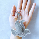 Korean velvet peace dove bag charm - minimalist style accessory for artistic young adults, keychain pendant