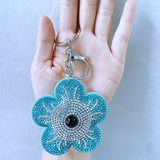 5-petal flower hot diamond keychain korean velvet classy bag pendant ultra-light leather luggage accessories