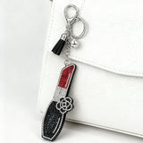 Cross-border hot-selling small fragrance style diamond-encrusted lipstick pendant hot diamond tassel bag keychain fashion girl jewelry pendant