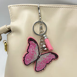 New arrival diamond-encrusted butterfly keychain fashion tassel bag pendant cross-border hot-selling creative accessories
