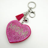 Diamond-studded heart keychain - mother's day gift - tassel metal charm - bag accessory - cross-border hot seller