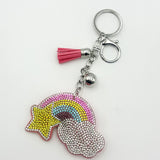 Diamond-studded rainbow keychain - european & american style tassel metal charm - bag accessory - cross-border hot seller