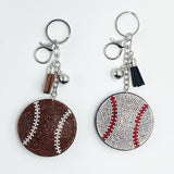 New arrival hot diamond baseball keychain diamond-encrusted tassel pendant fashion sports style bag accessories