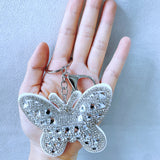 Butterfly keychain, korean velvet hotfix rhinestone bag charm, ultra-light leather full rhinestone accessory, sweater chain jewelry