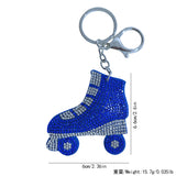 Trendy roller skate hotfix rhinestone charm - korean velvet diamond-studded sports keychain - unisex bag accessory