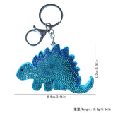 Cute cartoon dinosaur hotfix rhinestone charm korean velvet diamond keychain kids backpack accessory cute gift