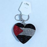 New diamond-studded korean velvet flag heart keychain pendant - women's bag & car ornament - direct from the manufacturer