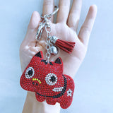 Cartoon cow hotfix rhinestone keychain, korean velvet zodiac charm, cute and adorable cow bag accessories