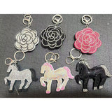 New decorative horse keychain korean velvet full diamond horse bag charm car key pendant cute animal accessories