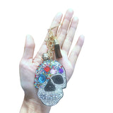 Halloween skull keychain - sparkling korean velvet diamond, sweet & cool bag charm, holiday gift keyring