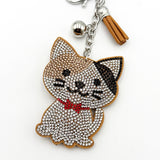 Diamond-studded cat keychain - european & american style tassel metal charm - bag accessory - cross-border hot seller