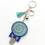 Diamond-studded lollipop keychain - european & american style tassel metal charm - bag accessory - cross-border hot seller