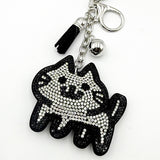 Diamond-studded cat keychain - european & american style tassel metal charm - bag accessory - cross-border hot seller