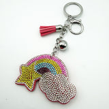 Diamond-studded rainbow keychain - european & american style tassel metal charm - bag accessory - cross-border hot seller