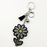 Diamond-studded daisy keychain - european & american style tassel metal charm - bag accessory - cross-border tk hot seller